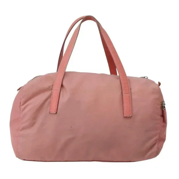 PRADA Hand Bag Nylon Pink Silver Auth